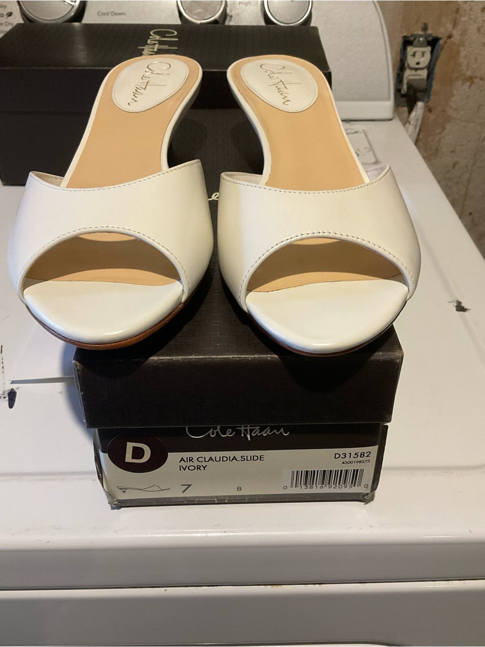 Cole Haan Ivory Open-Toe Slide Mules